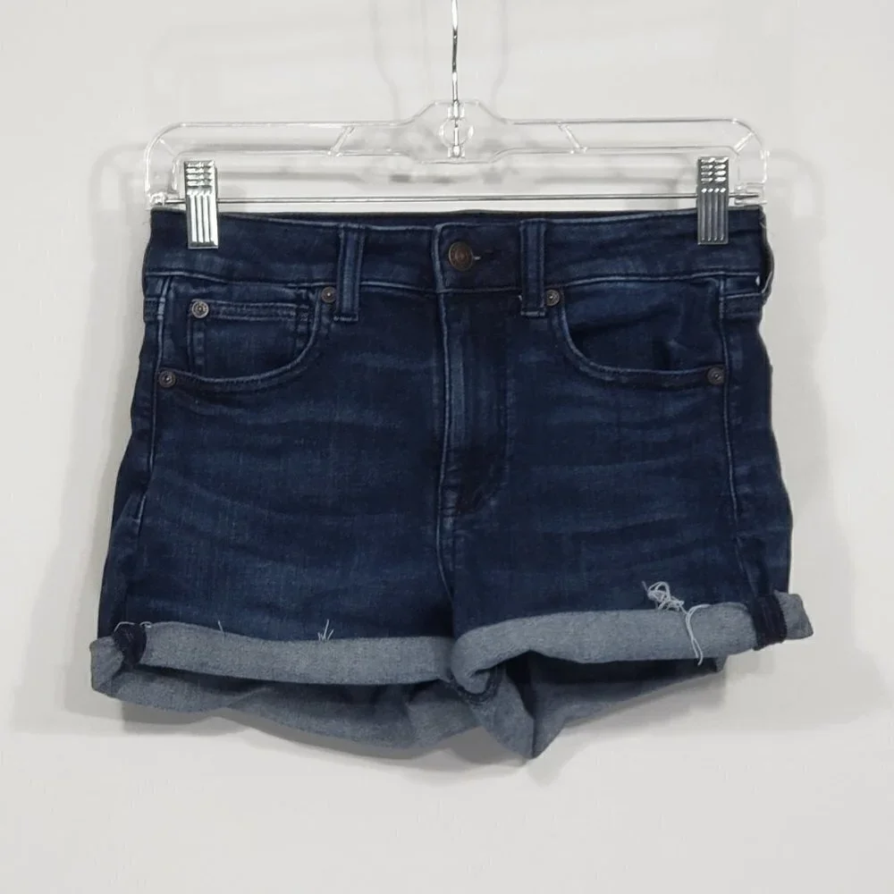American Eagle Next Level Stretch Super Hi-Rise Shortie Shorts Cuffed Womens 2